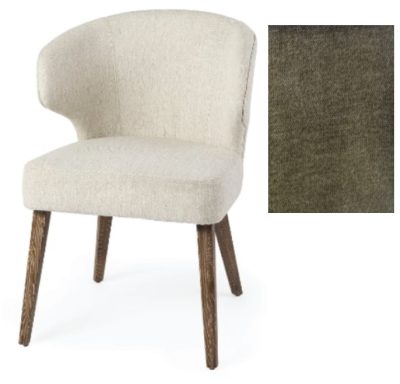 Niles 22.5L x 24.5W x 32H Moss Olive Fabric Seat W/ Mid Brown Wooden Legs Wingback Dining Chair