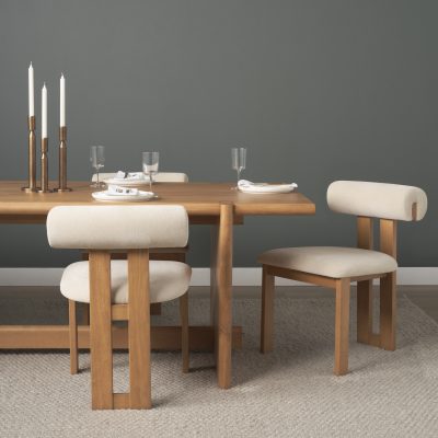 Alternative view of Tribeca Curve Open Back Cream Chenille Tripod Frame Dining Chair