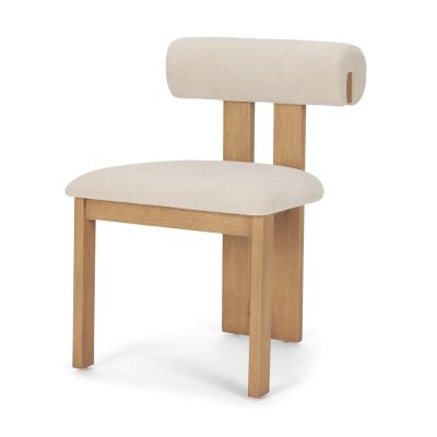 Tribeca Curve Open Back Cream Chenille Tripod Frame Dining Chair