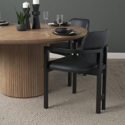 Alternative view of Carlisle Curved Back Black Leather Tripod Frame Dining Armchair