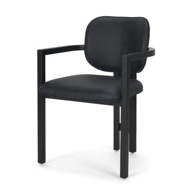 Carlisle Curved Back Black Leather Tripod Frame Dining Armchair