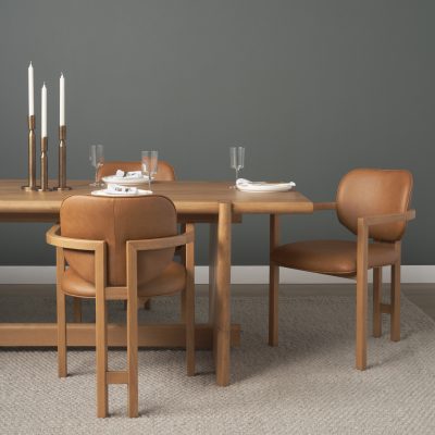 Alternative view of Carlisle Curved Back Tan Leather Tripod Frame Dining Armchair