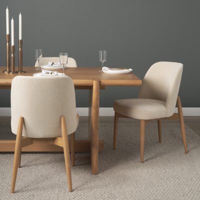 Alternative view of Abbie Curved Back Oatmeal Fabric Dining Side Chair