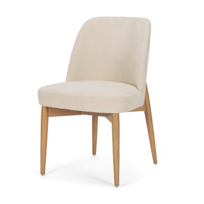 Abbie Curved Back Oatmeal Fabric Dining Side Chair