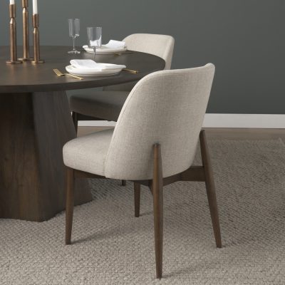 Alternative view of Abbie Curved Back Oatmeal Fabric Armless Dining Chair