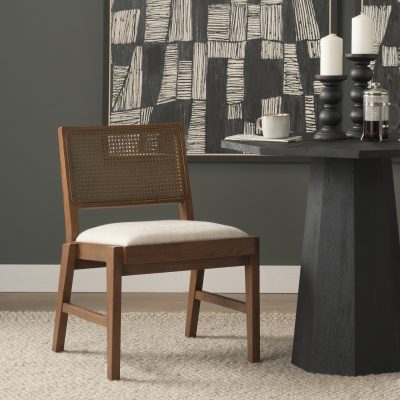 Alternative view of Reid Framed Brown Cane Cream Fabric Dining Chair