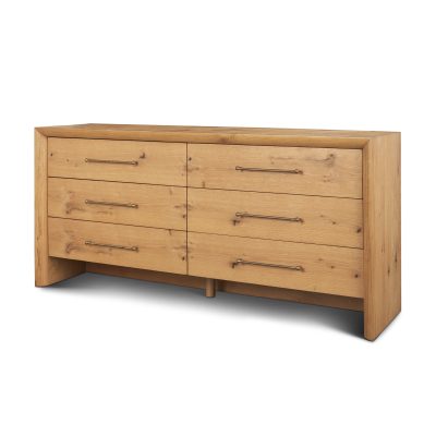 Belford 6-Drawer Light Brown Oak Wood Dresser