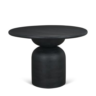 Atlas 42" Black Wood Stacked Pedestal Base Round Dining Table
