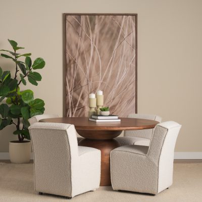 Alternative view of Atlas 60"  Warm Mid-Brown Wood Stacked Pedestal Base Round Dining Table