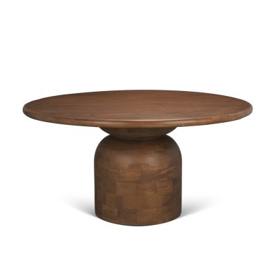 Atlas 60"  Warm Mid-Brown Wood Stacked Pedestal Base Round Dining Table