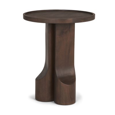 Cayson Dark Brown Sculptural Round Accent Table