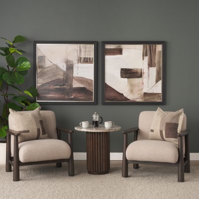 Alternative view of Willmar Textured Mushroom Gray Fabric Espresso Brown Wood Accent Lounge Chair