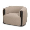 Kornelia Textured Mushroom Fabric Barrel Accent Chair