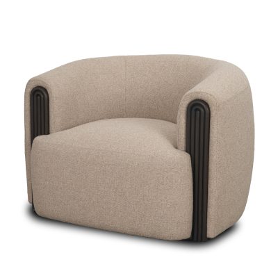 Kornelia Textured Mushroom Fabric Barrel Accent Chair