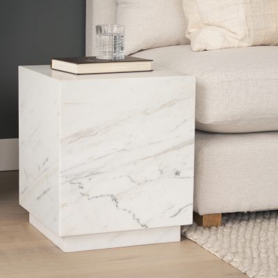 Alternative view of Matteo Solid White Marble Square Side Table