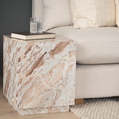Alternative view of Matteo Solid Pink Marble Square Side Table