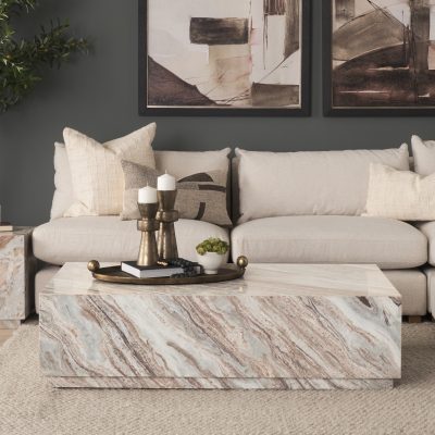 Alternative view of Matteo Solid Pink Marble Rectangular Coffee Table
