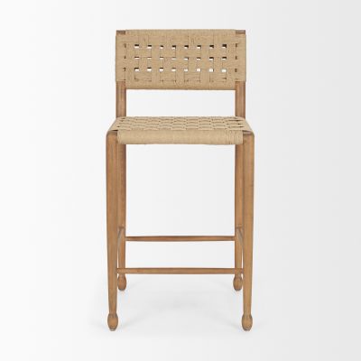 Alternative view of Brinley Woven Paper Rope w/ Brown Wood Frame Counter Stool