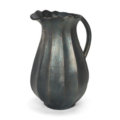 Anya Matte Black Scalloped Petal Cast Metal Jug