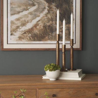 Alternative view of Declan Antiqued Brass Cast Metal Taper Candle Holder