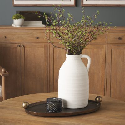 Alternative view of Jianna Small Oval Textured Antiqued Gold Metal Tray with Handles