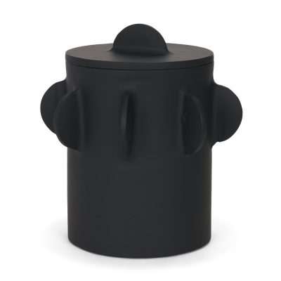 Deacon Large Matte Black Metal Canister with Sculptural Handles