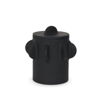 Deacon Small Matte Black Metal Canister with Sculptural Handles