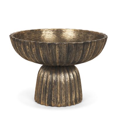 Ciaran Fluted Textured Antiqued Gold Metal Decorative Bowl