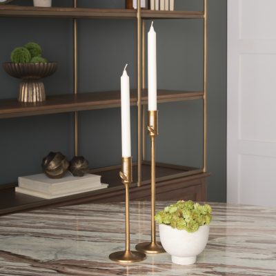 Alternative view of Chantria Small Solid Natural Brass Adjustable Taper Candle Holder