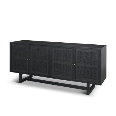 Grier 72" Black Wood W/ Black Cane Sideboard