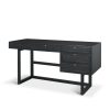 Grier  60" Black Solid Wood W/ Black Cane Office Desk