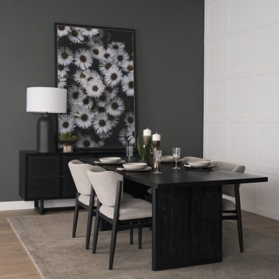 Alternative view of Grier 84" Black Wood w/ Black Cane Dining Table