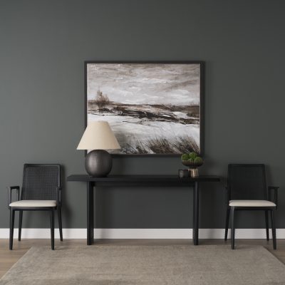 Alternative view of Grier 65" Black Wood w/ Black Cane Console Table