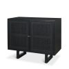 Grier Matte Black Stained Wood w/ Black Cane Accent Cabinet 2 0099966 71141 A