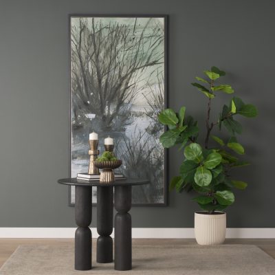Alternative view of Sonel Matte Black Wood Pedestal Foyer Table