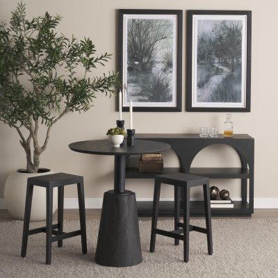 Alternative view of Colony Black-Brown Solid Wood Counter Stool
