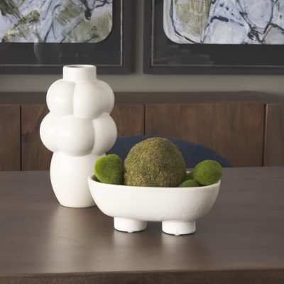 Alternative view of Tyren Cream Glazed Decorative Oblong Ceramic Bowl
