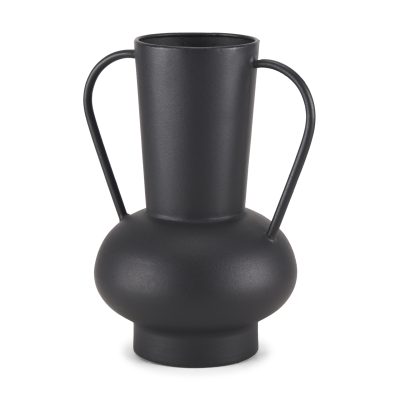 Tasya Large Matte Black w/ Handles Metal Vase