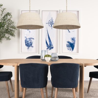 Alternative view of Tosha 1-Light Tapered Cotton Rope Drum Pendant