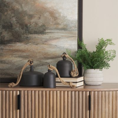 Alternative view of Quincy Small Matte Black Metal Decorative Bell Object