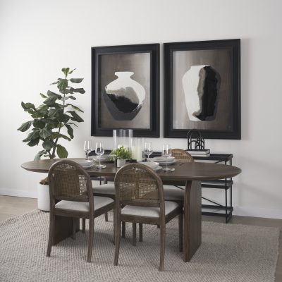 Alternative view of Isla Oval Dining Table w/Dark Brown Wood Top & Arched Legs