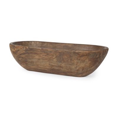 Athena Extra Large Oblong Medium Brown Reclaimed Wood Bowl