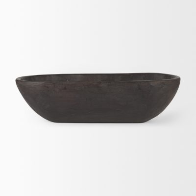 Alternative view of Athena Extra Large Oblong Black-Brown Reclaimed Wood Bowl