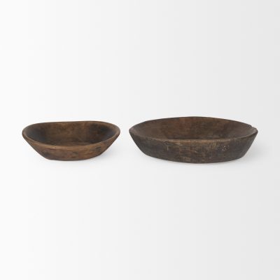 Alternative view of Nikita Set of 2 Large Medium Brown Reclaimed Wood Bowls