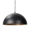 Karina 36" Round Matte Black Hammered Metal Dome Pendant Light