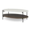 Larkin White Marble Top w/ Dark Brown Wood Shelf Oval Coffee Table 1 0063152 69978 AB A