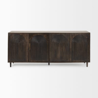 Alternative view of Tucker Dark Brown w/ Carved Arch Pattern 4 Door Sideboard