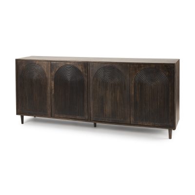 Tucker Dark Brown w/ Carved Arch Pattern 4 Door Sideboard