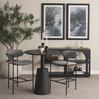 Alternative view of Maxwell 32" Round Black-Brown Wood w/ Black Metal Pedestal Bistro Table