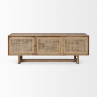 Alternative view of Grier 65" Light Brown Wood w/ Cane Media Console